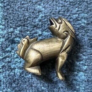 Vintage Chinese Brass Foo Dog Figurine 2" Mini Guardian Lion Sculpture